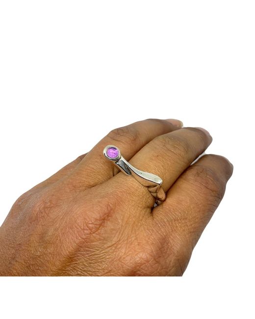 Tg-Jewellery by Tamara Gervasio Green Pyramid Ring Amethyst Cabochon