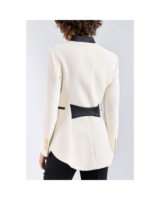 The Extreme Collection White Embroidered Premium Linen Ecru Blazer Renata Love