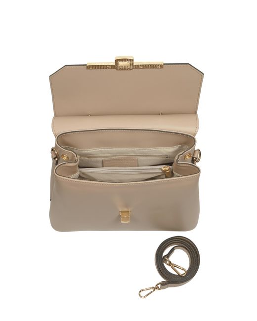 Le Parmentier Natural Neutrals Atlanta Top Handle Satchel Bag W/Shoulder Strap