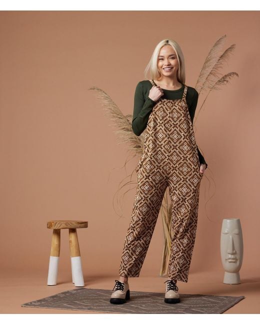 Known Supply Brown Organic Cotton Adjustable Overalls
