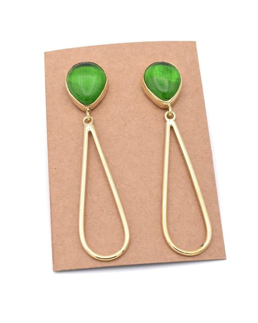 Lala Salama Green Glass Teardrop Earrings