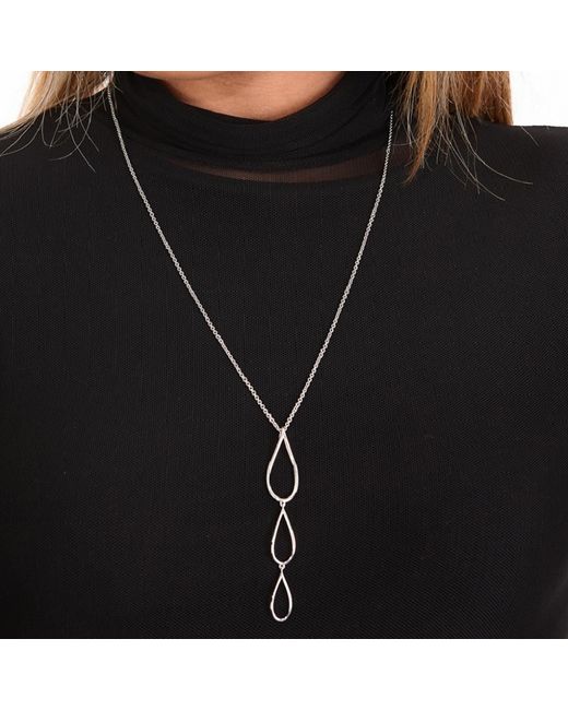 Lucy Quartermaine Metallic Solid Sterling Tri Petal Long Pendant