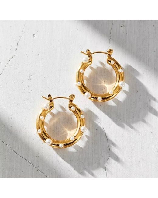 Ellie Vail Jewelry Metallic Nicoletta Pearl Hoop Earring