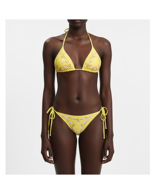 Jessie Zhao New York Metallic Garden Reversible Triangle Bikini Top
