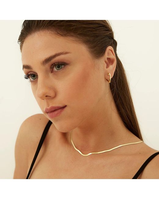 Spero London Metallic Herringbone Semi Twisted & Paperclip Chain Sterling Layering Necklace Set