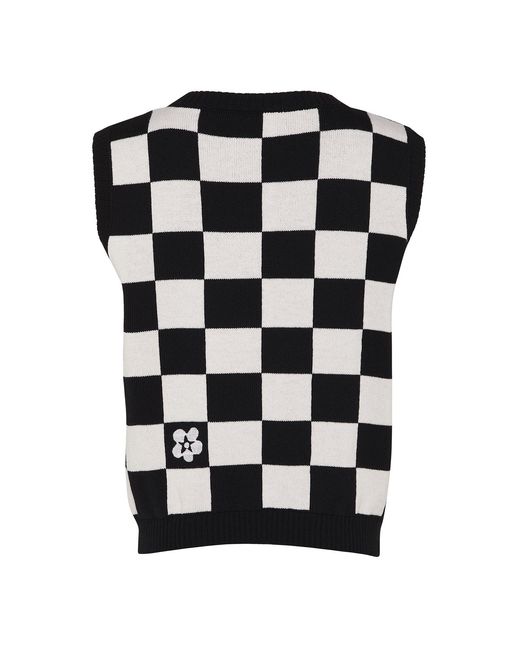 INGMARSON Black Embroidered Checked Wool & Cashmere Vest for men