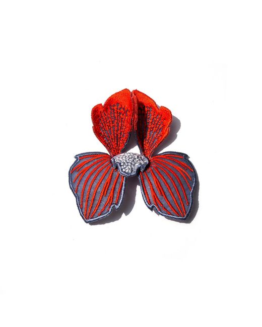 Nana Watanabe Click Flora Folded Dimensional Embroidered Earrings