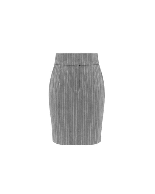 Mandragora Gray Fitted Striped Skirt Gante