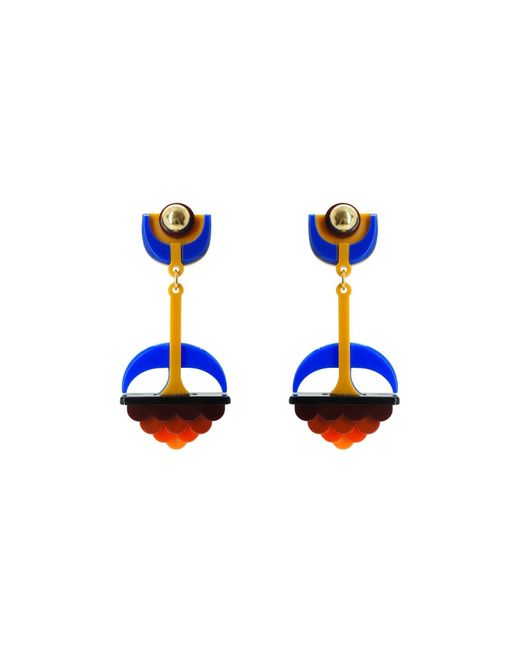 Gissa Bicalho Blue Handmade Acrylic Earring Filianto Topaz
