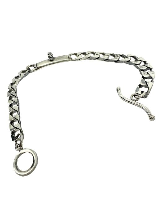 Tg-Jewellery by Tamara Gervasio Metallic Skull Bracelet – Sterling, Handmade Flat Curb Chain With T-Bar Clasp for men