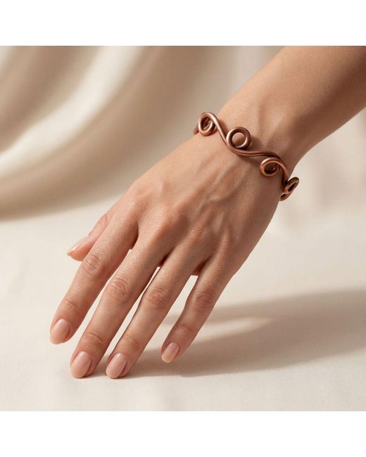 Anatoliacraft Brown Solid Copper Twisted Wave Cuff Bracelet
