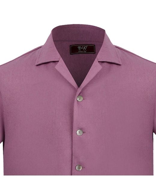 DAVID WEJ Purple Kingston Linen Blend Shirt And Short Set for men