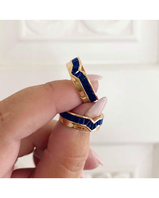 Glamrocks Jewelry Blue Peak Baguette Ring- Sapphire