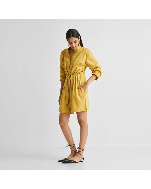 REISTOR Yellow Short Tie Waist Dress