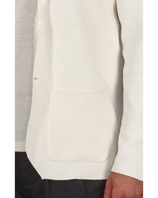 Paul James Knitwear White Lightweight Organic Cotton Linen Luca Knitted Blazer for men