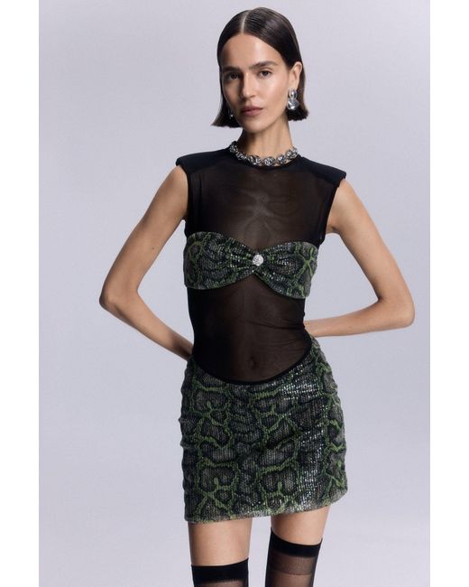 No'design Black Marlene Sheer Mini Dress