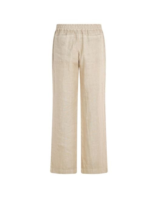Haris Cotton Natural Neutrals Solid Wide Leg Linen Pants
