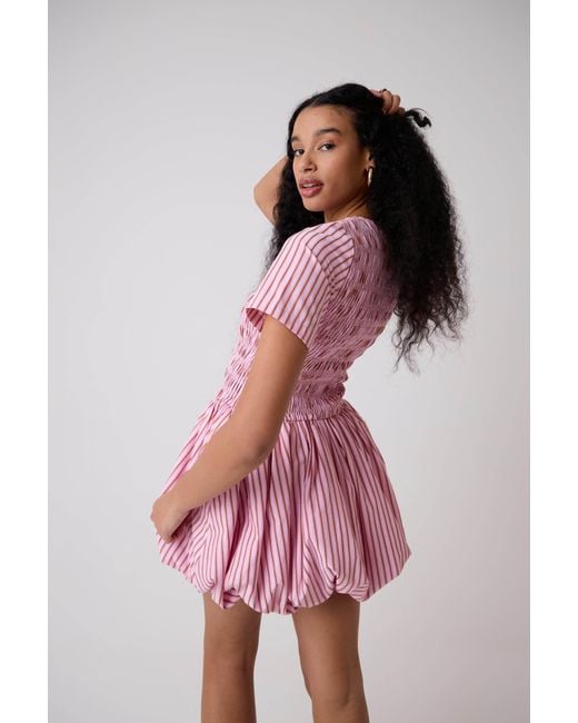 Amy Lynn Pink Eleanor Pure Cotton Stripe Mini Puffball Dress