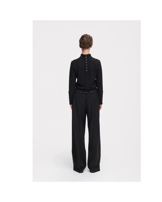 Julia Allert Black Tie-Waist Straight-Leg Trousers –