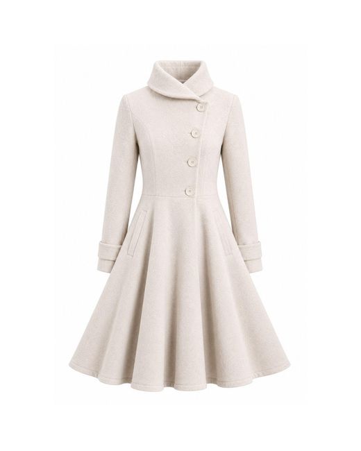 Nikka Place Natural Flared Wool Winter Coat With Buttons