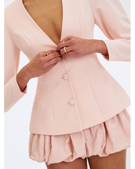 Miss Circle New York Gray Savannah Tulip Peplum Blazer