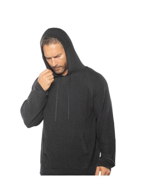 Weston Jon Boucher Black Dune Ottoman Knit Luxury Hoodie With Silk & Wool for men