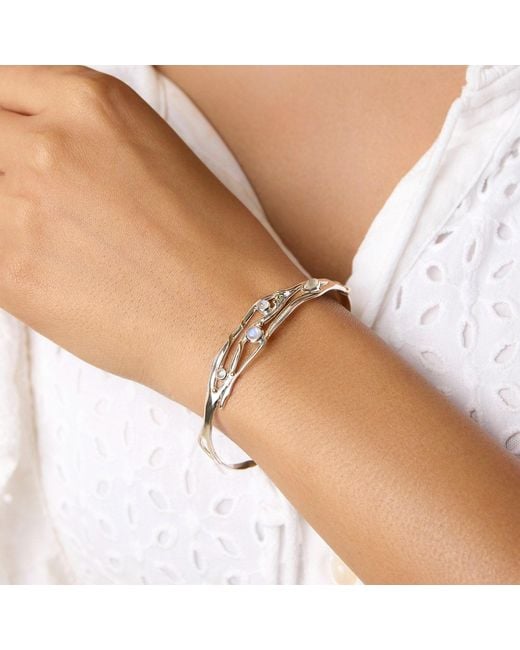 Isla Silver Metallic Moonstone Bangle