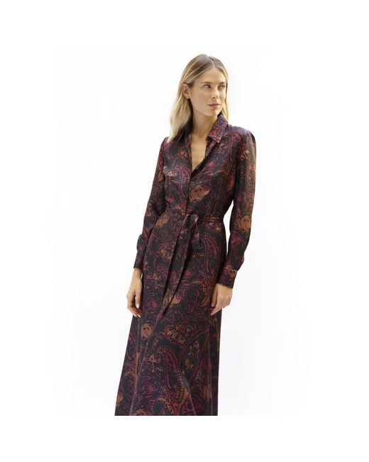 Teodora Milano Purple Portofino Silk Chemisier Long Dress