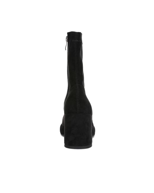 Rag & Co Black Two-Cubes Suede Platform Ankle Boots