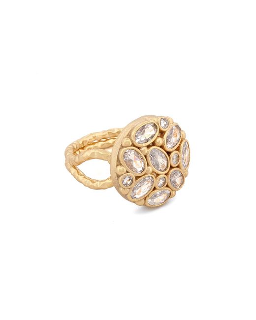 Ebru Jewelry Metallic Radiant Cluster Swarovski Crystal Adjustable Ring