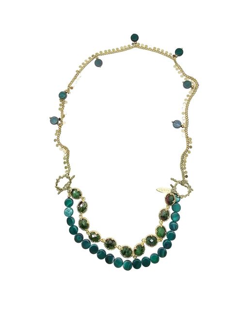 Farra Green Gemstone With Chain Versatile Necklace