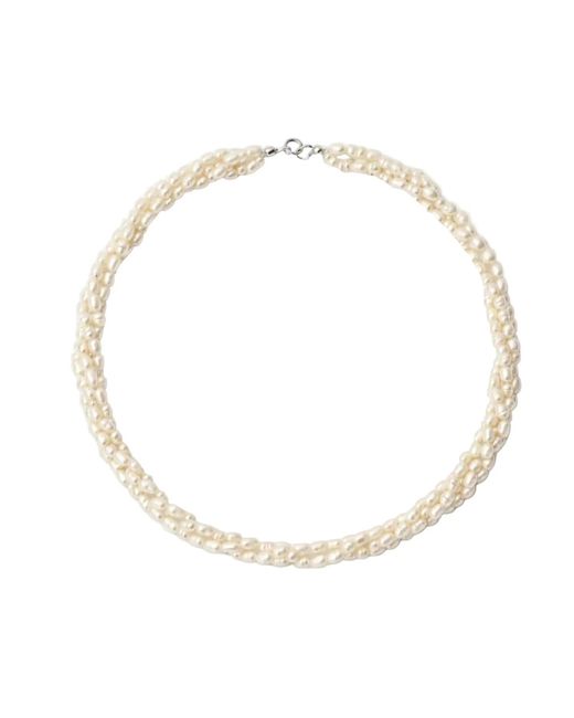 Pearl Code Metallic Three Row Pearl Choker, Bridal Necklace
