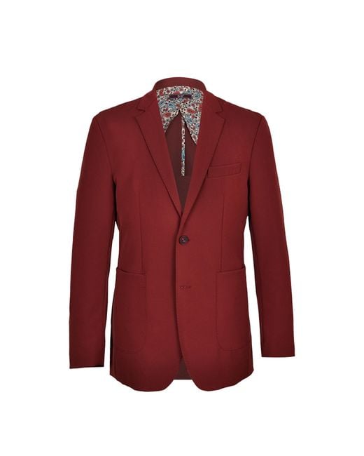 DAVID WEJ Red Ashford Relaxed Single Breasted Blazer – Burgundy for men