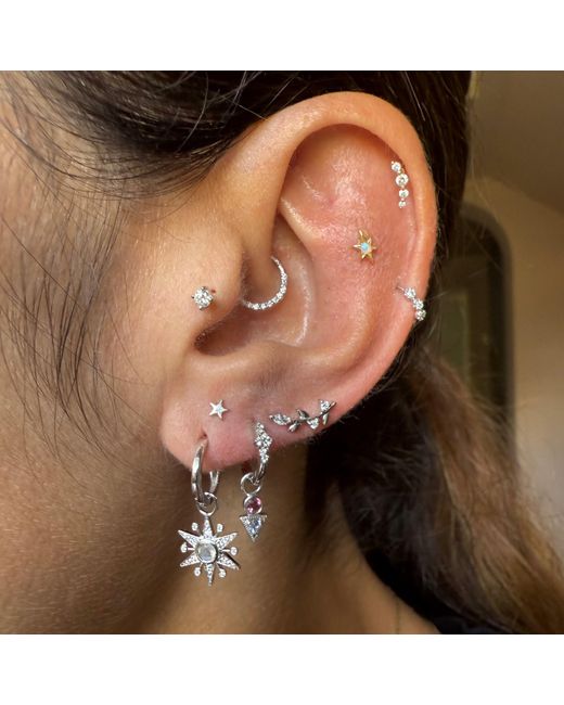 Zohreh White Limited Edition Diamond & Labradorite Star Hoop Earrings 9K