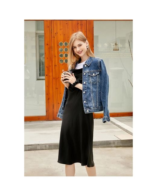 Soft Strokes Silk Black River Nymph Pure Silk Slip Dress
