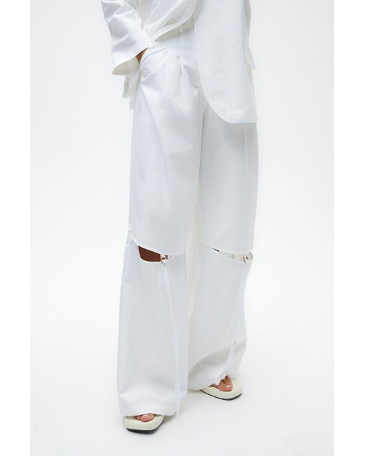 Nocturne White High Waist Knee Slit Pants