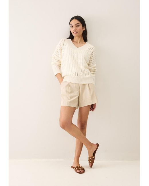 Loop Cashmere White Pointelle Sweater