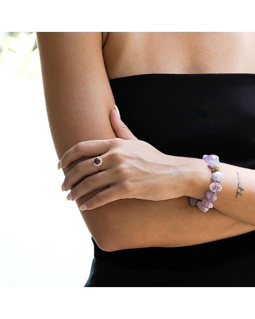Ebru Jewelry Pink Diamond Amethyst Gemstone Ring