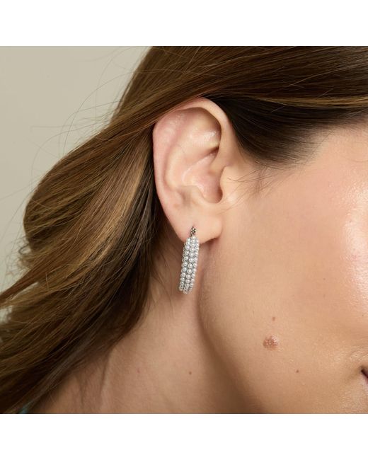 Pearls of the Orient Online Metallic Credo Chunky Plated Hoop Earrings With Small Mother Of Pearl Beads