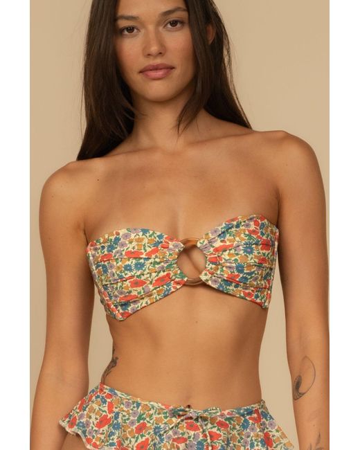 Montce Multicolor Florencia Floral Tori Ties Bandeau Bikini Top