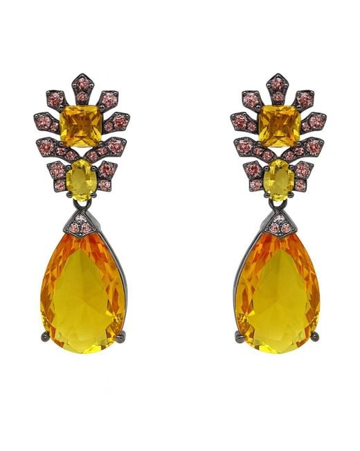 Michael Nash Jewelry Metallic Ingrid Topaz Crystal & Cubic Zirconium Drop Pierced Earrings