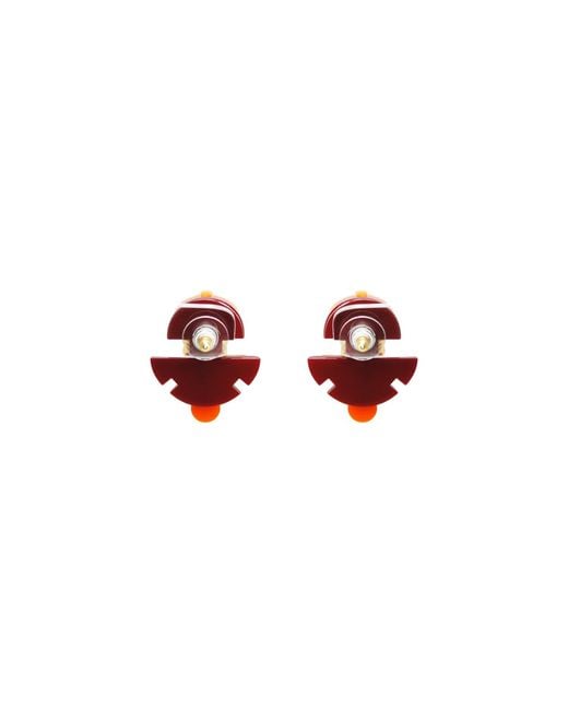 Gissa Bicalho Orange Acrylic Handmade Earring Buriti