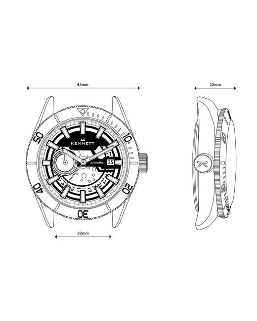 Kennett Watches & Accessories Black Viktor Automatic Watch Fkm Waffle Strap for men