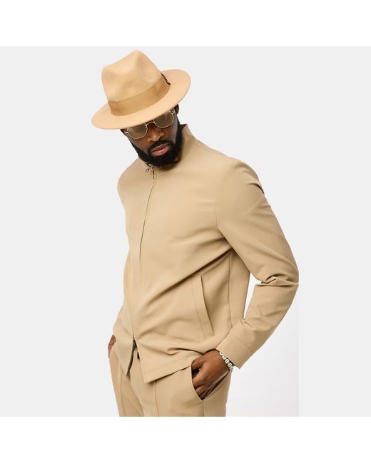 DAVID WEJ Natural Ashford Relaxed Zip Through Jacket for men