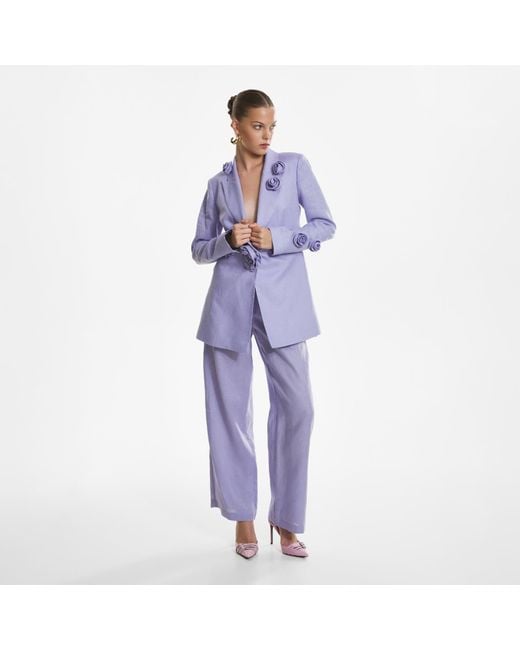 Lita Couture Purple Wide-Leg Trousers