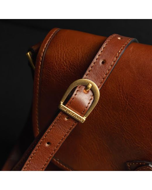 Time Resistance Brown Leather Saddle Bag