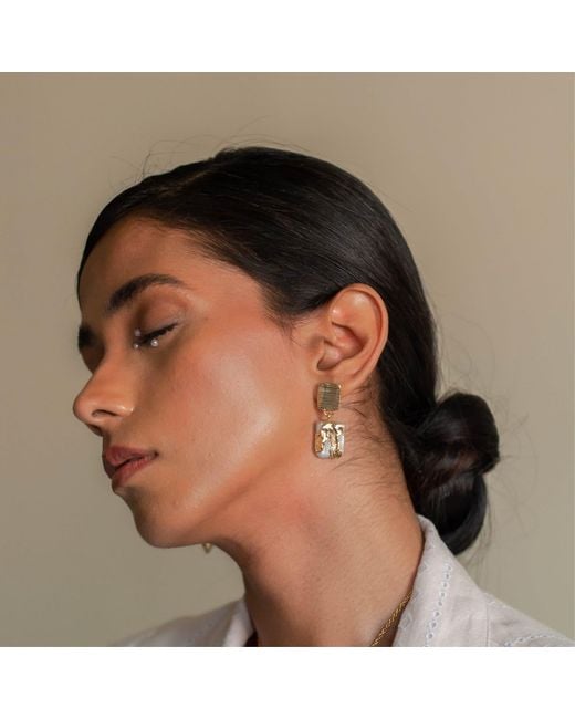 Dhwani Bansal Metallic Zuri Drop Earrings With Baroque Pearls