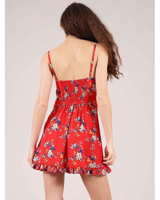blonde gone rogue Red Flower Power Mini Dress, Upcycled Viscose