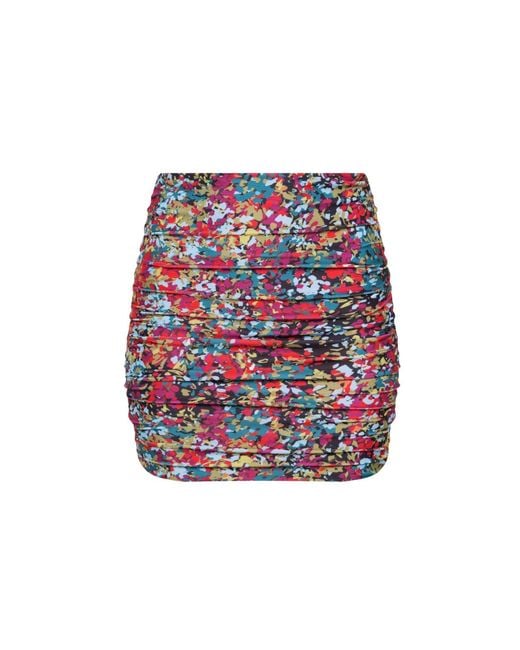 Playaluxe Red Rio Ruched Mini Skirt Confetti Floral