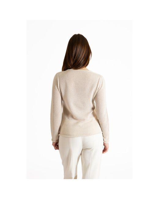 I Rocchi Cashmere Natural Neutrals Pure Cashmere Crewneck Sweater